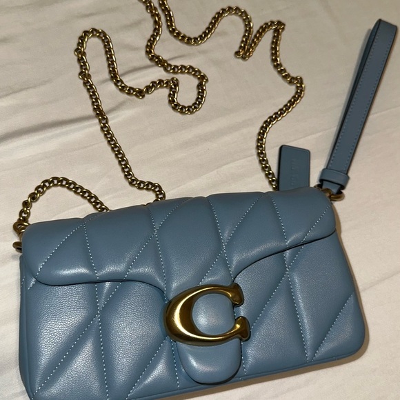 Coach Blue Quilted Crossbody Bag with Gold Chain - Picture 1 of 7